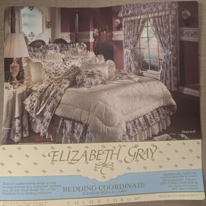 VINTAGE JCP Twin Double Layered Floral Bedskirt Ruffled Embroidered Cream